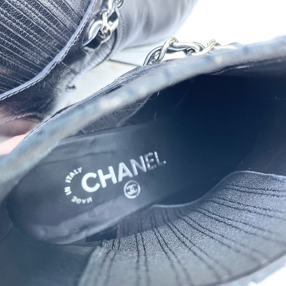 Chanel Goatskin Calfskin Short Black Boots - Picture 10 of 15